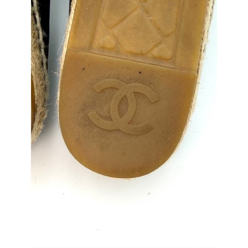 Chanel Interlocking CC Logo Camellia Espadrilles Black Suede Size 39 / 9 - Picture 9 of 16